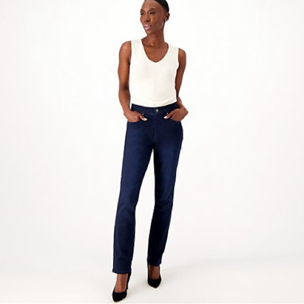 Belle by Kim Gravel Women’s Jeans sz 16 TripleLuxe Reg Denim Straight NEW # A446